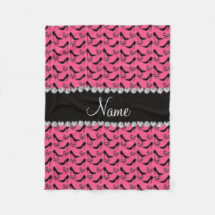 Cobertor De Velo Nome personalizado cor-de-rosa preto alto salto di