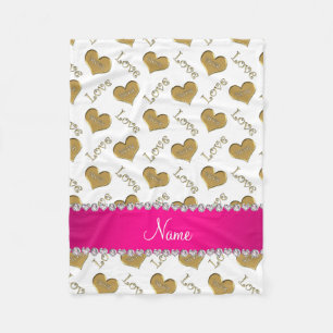 Cobertor De Velo Nome personalizado corações brancos de ouro que ma