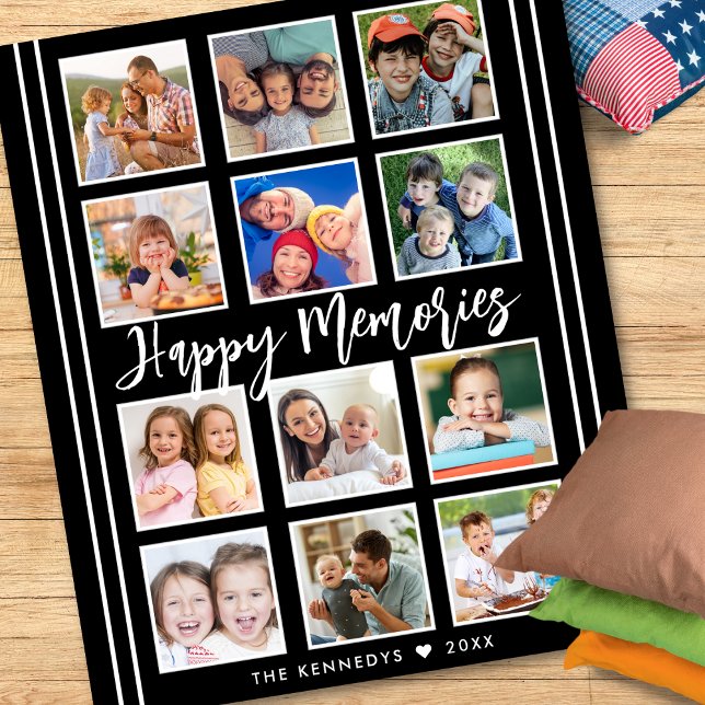 Cobertor De Velo Nome Personalizado da Família 12 Colagem de Fotos  (Criador carregado)