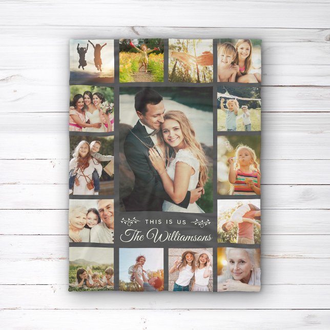 Cobertor De Velo Nome Personalizado da Família Colagem de Fotografi (Criador carregado)