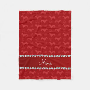 Cobertor De Velo Nome personalizado dachshances vermelhos coraçõe