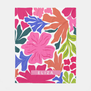 Cobertor De Velo Nome personalizado de abstrato floral de Aquarela