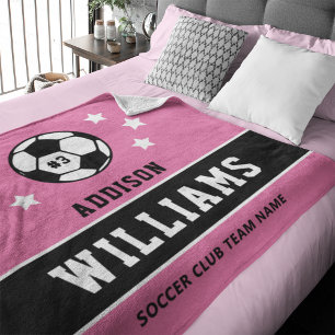 Cobertor De Velo Nome Personalizado de Jogador de Futebol Rosa