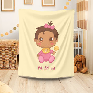 Cobertor De Velo Nome Personalizado de Jumpcase Rosa Bebê