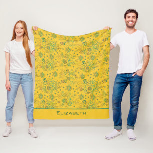 Cobertor De Velo Nome personalizado de padrão uniforme floral amare