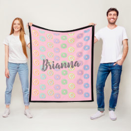 Cobertor De Velo Nome personalizado de Rosquinha rosa Folheto médio