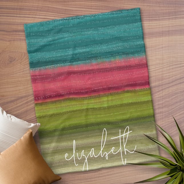 Cobertor De Velo Nome Personalizado de Strike Abstrato de Watercolo (Personalized Fleece Blanket)