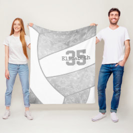 Cobertor De Velo nome personalizado de vôlei de cinza branca