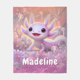 Cobertor De Velo Nome personalizado Dif Axolotl personalizado rosa