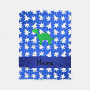 Cobertor De Velo Nome personalizado dinossauros flocos de neve azui