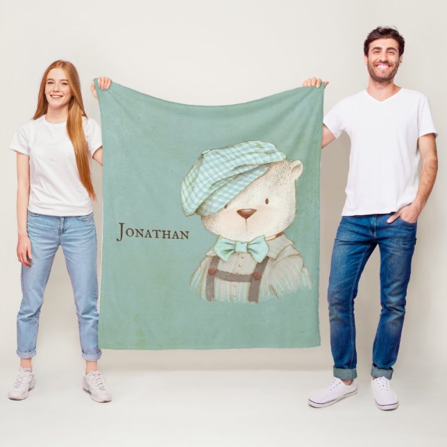 Cobertor De Velo Nome Personalizado do Chapéu do Urso de Teddy Doce (In Situ)