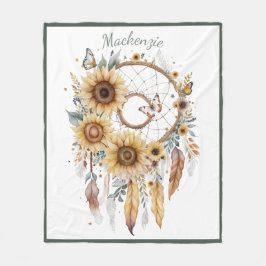 Cobertor De Velo Nome Personalizado do Dreamcatcher Boho Watercolor