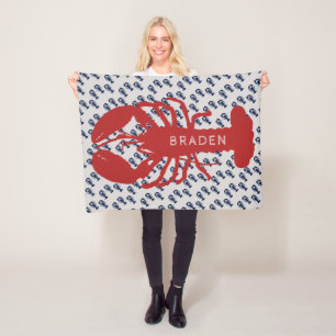Cobertor De Velo Nome Personalizado do Garoto de Lagosta Vermelha