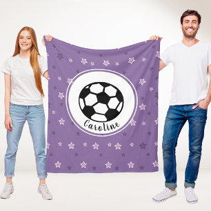 Cobertor De Velo Nome Personalizado do Jogador de Futebol Rosa e Ro