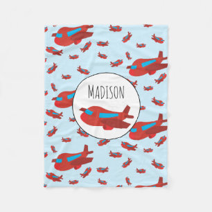 Cobertor De Velo Nome Personalizado do Padrão de Avião Vermelho e A