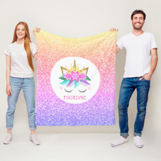 Cobertor De Velo Nome Personalizado do Unicórnio Princesa Arco-Íris