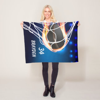 Cobertor De Velo Nome Personalizado e Folha de Hockey com Número