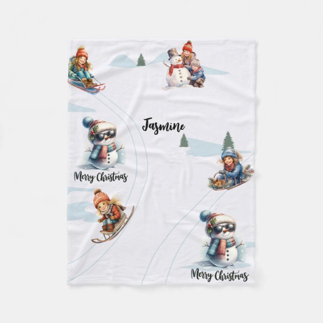 Cobertor De Velo Nome personalizado Fleece Blanket (Frente)