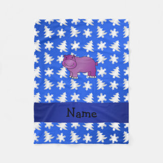 Cobertor De Velo Nome personalizado flocos de neve azuis hippo