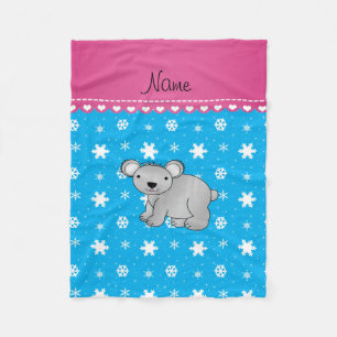 Cobertor De Velo Nome personalizado flocos de neve azuis koala sky