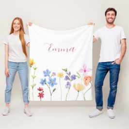Cobertor De Velo Nome Personalizado Flor Silvestre Minimalista Boho