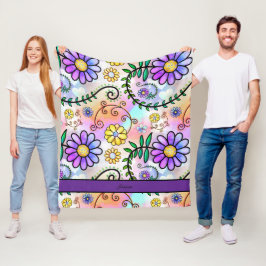 Cobertor De Velo Nome Personalizado Floral bonito