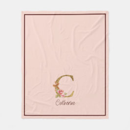 Cobertor De Velo Nome Personalizado Folha de Ouro Blush Rosas Rosa 