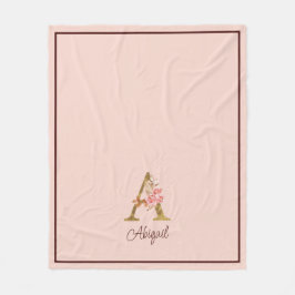 Cobertor De Velo Nome Personalizado Folha de Ouro Rosa Cor-de-Rosa