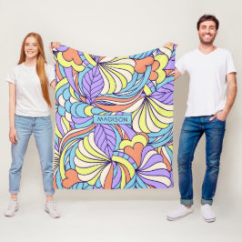 Cobertor De Velo Nome personalizado Folhetos de folheto Doodles Col