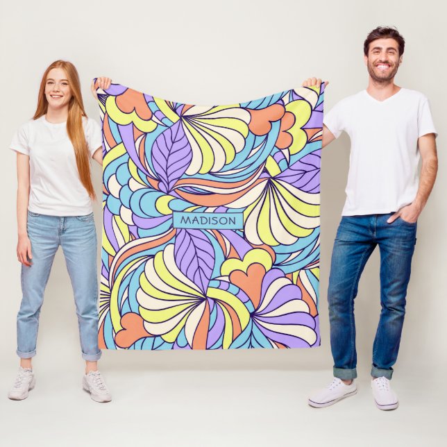 Cobertor De Velo Nome personalizado Folhetos de folheto Doodles Col (In Situ)