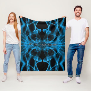 Cobertor De Velo Nome Personalizado Fumaça Azul Simétrica Preta