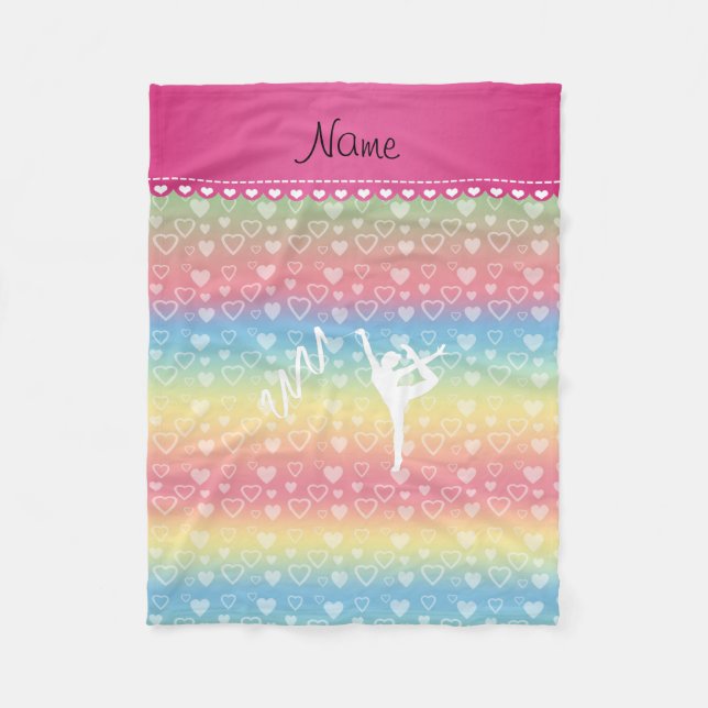 Cobertor De Velo Nome personalizado: ginasta ritmada, corações arco (Frente)