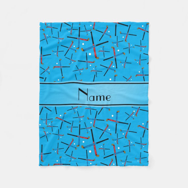 Cobertor De Velo Nome personalizado hóquei em campo azul (Frente)