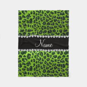 Cobertor De Velo Nome personalizado impressão leopardo verde neon n