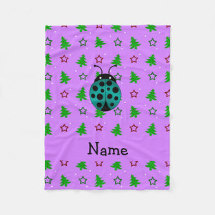Cobertor De Velo Nome personalizado ladybug árvores de natal roxas