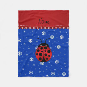 Cobertor De Velo Nome personalizado ladybug flocos de neve azuis