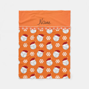 Cobertor De Velo Nome personalizado: laranja volleybolas santa hats