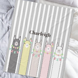 Cobertor De Velo Nome Personalizado Llamas Coloridas Retro Cute