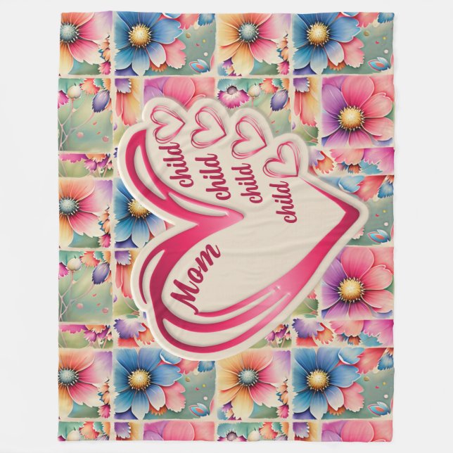 Cobertor De Velo Nome Personalizado Mamãe Crianças Floral Por Toda  (Frente)