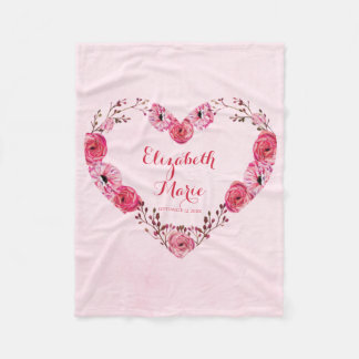 Cobertor De Velo Nome Personalizado Menina Rosa Monograma Floral