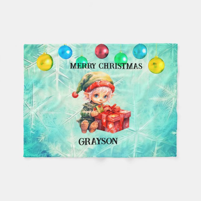 Cobertor De Velo Nome personalizado Natal (Frente (Horizontal))