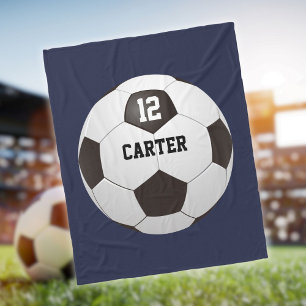 Cobertor De Velo Nome Personalizado Número de Futebol Ball Azul