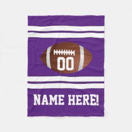 Cobertor De Velo Nome Personalizado Número Roxo/Futebol Branco