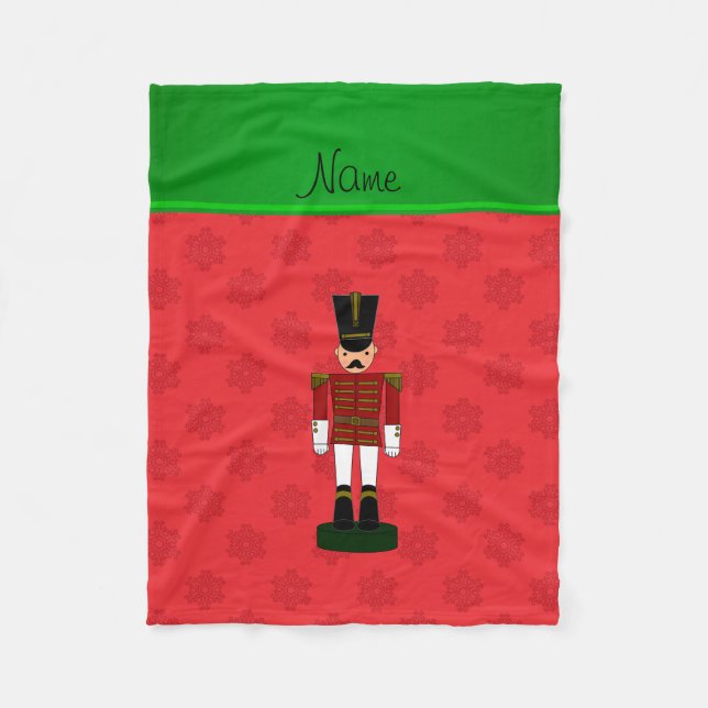 Cobertor De Velo Nome personalizado nutcracker Red Snowflakes (Frente)