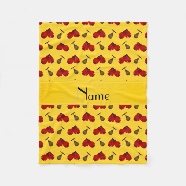 Cobertor De Velo Nome personalizado padrão de boxe amarelo (Frente)