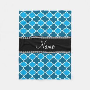 Cobertor De Velo Nome personalizado padrão de quatrefoil azul-céu