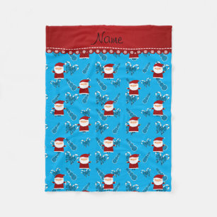 Cobertor De Velo Nome personalizado papai noel céu, mochilas azuis