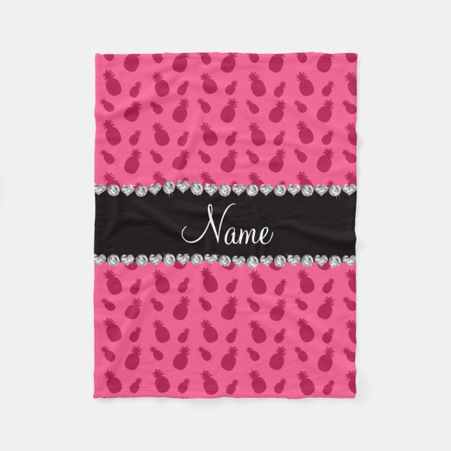 Cobertor De Velo Nome personalizado Pineapple em rosa (Frente)