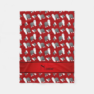Cobertor De Velo Nome personalizado red Old English Sheepdog