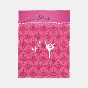 Cobertor De Velo Nome personalizado ritmic gymnast pink damask